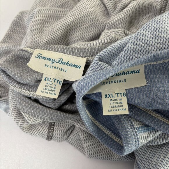 Tommy Bahama Reversible Barrier Beach Flip Crew Shirt Mens XXXL Gray Blue Lot - Picture 6 of 13